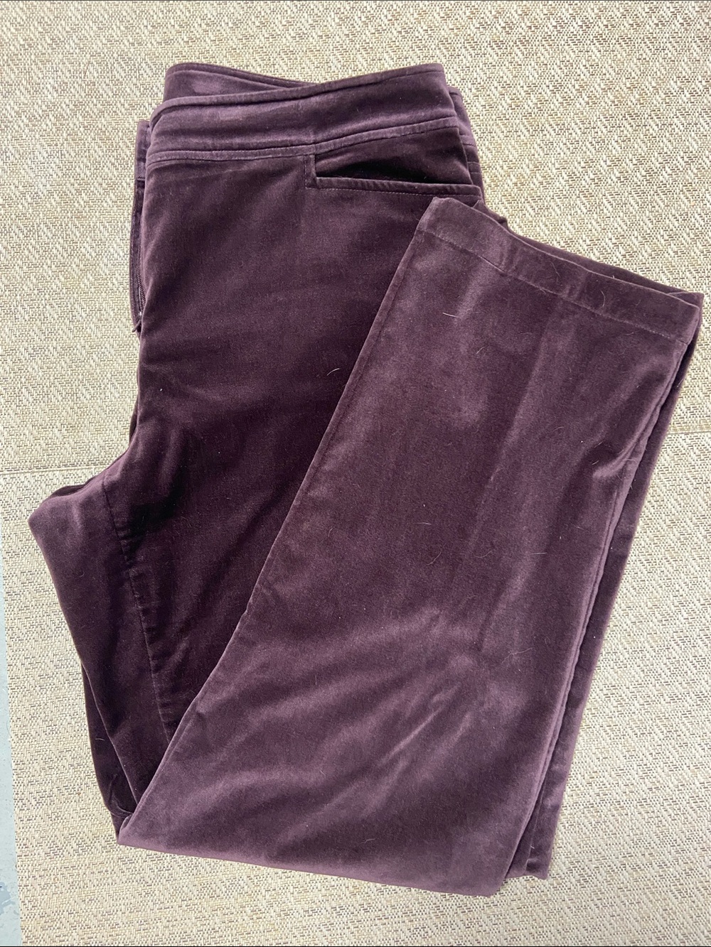 Eileen Fisher Chocolate Brown Velvet Straight-Leg Pants Large